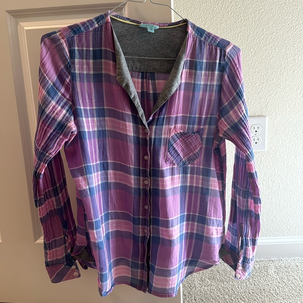 C&C California purple button up Medium purple blue